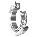 Deep groove ball bearing with flanged outer ring
