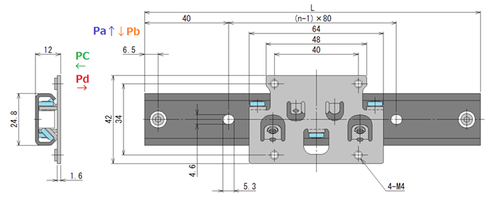 Standard size table (stainless steel rail): 25SW Series